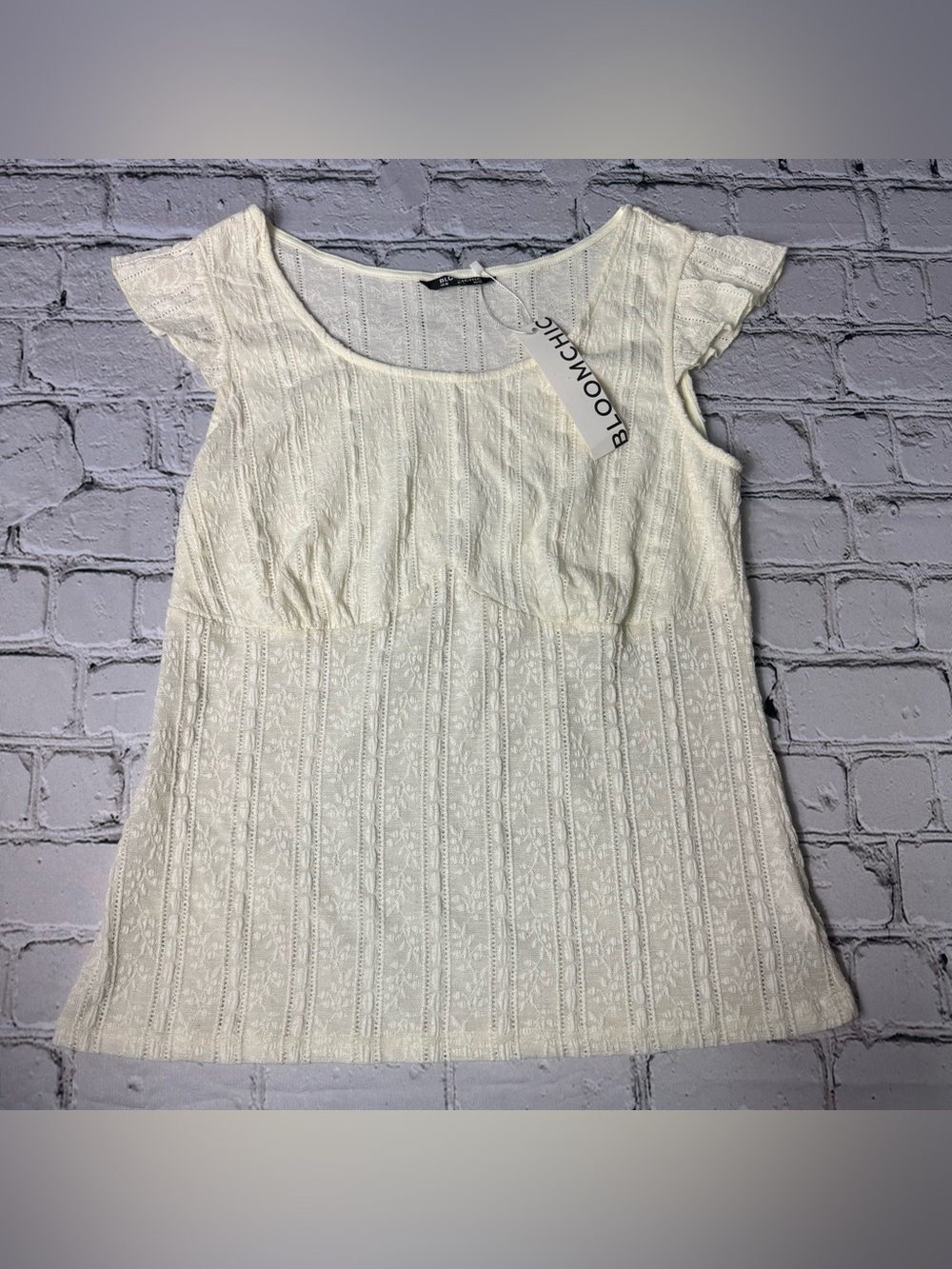 Bloomchic NWT Cream Lace Scoop Neck Sleeveless Top Cottagecore Y2K Size US 10